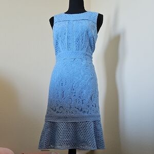 ANTONIO MELANI Light Blue Lace Midi Dress